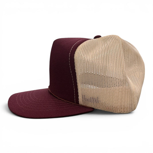 Deadstock 80s Blank Two-Tone Trucker Hat Maroon/Off White