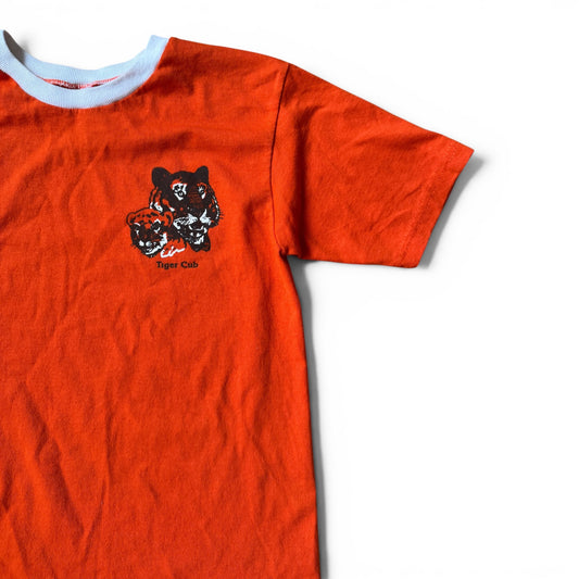 70s-80s Style Tiger Cub Graphic Ringer Tee