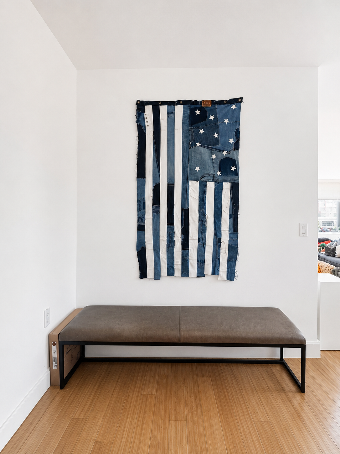 Denim Patchwork American Flag — Wall Hanging