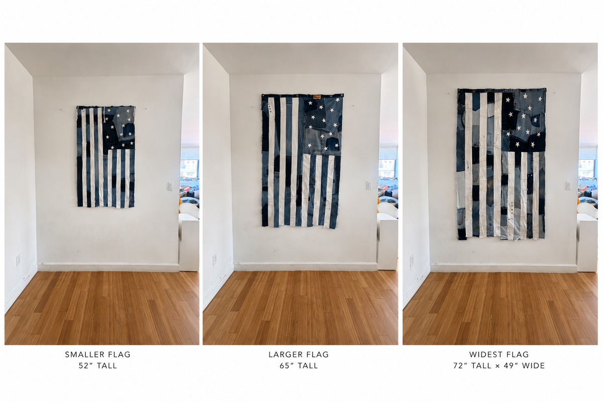 Wobbly Flag - Denim Patchwork American Flag — Wall Hanging