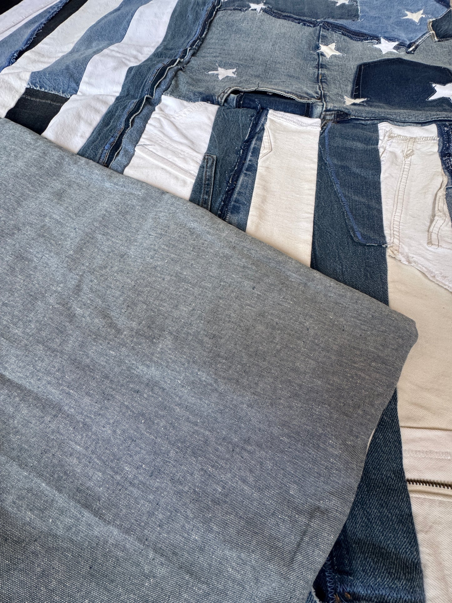 Wobbly Flag - Denim Patchwork American Flag — Wall Hanging