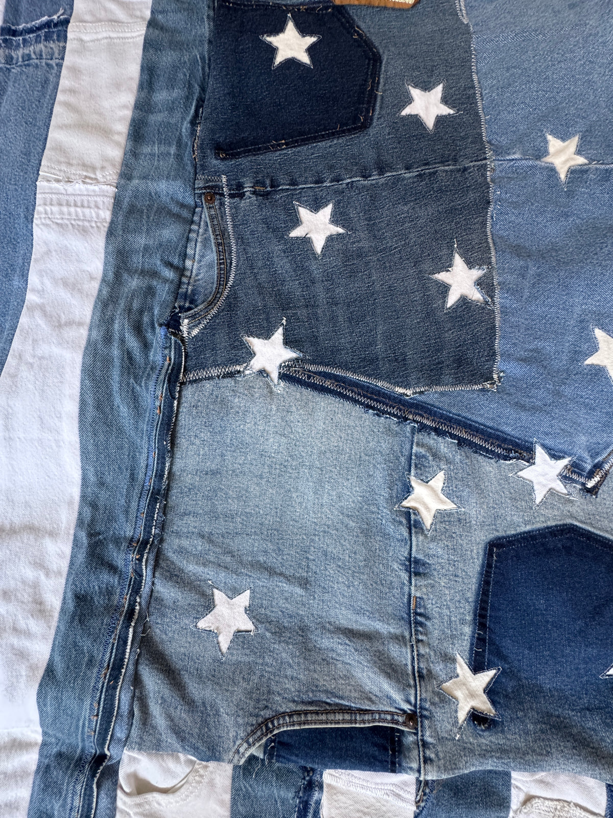 Wobbly Flag - Denim Patchwork American Flag — Wall Hanging