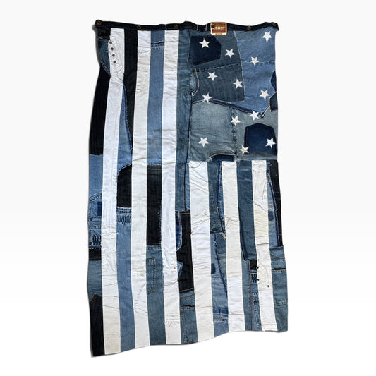 Wobbly Flag - Denim Patchwork American Flag — Wall Hanging