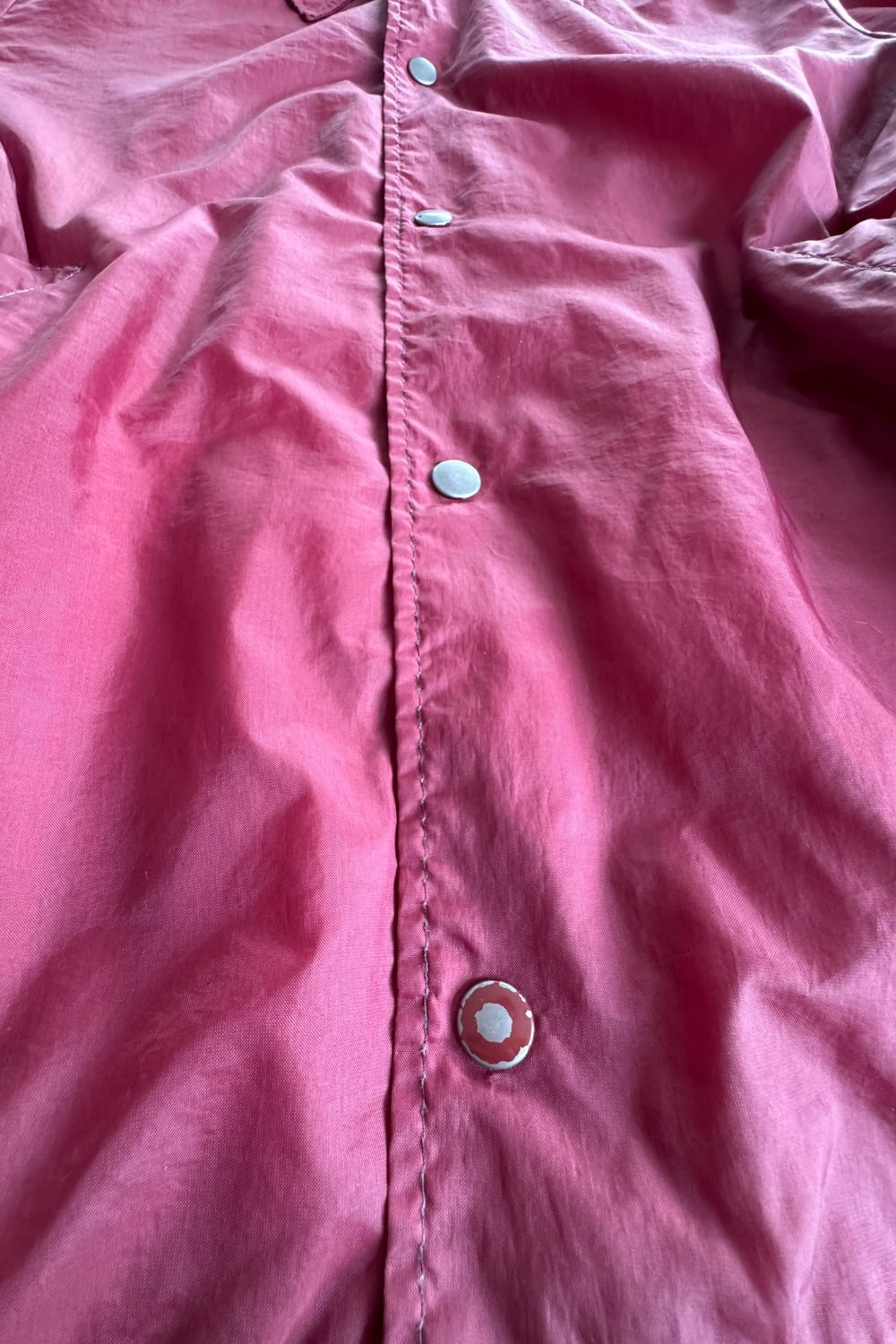 Maroon Nylon Snap Coach Jacket Fleece Collar