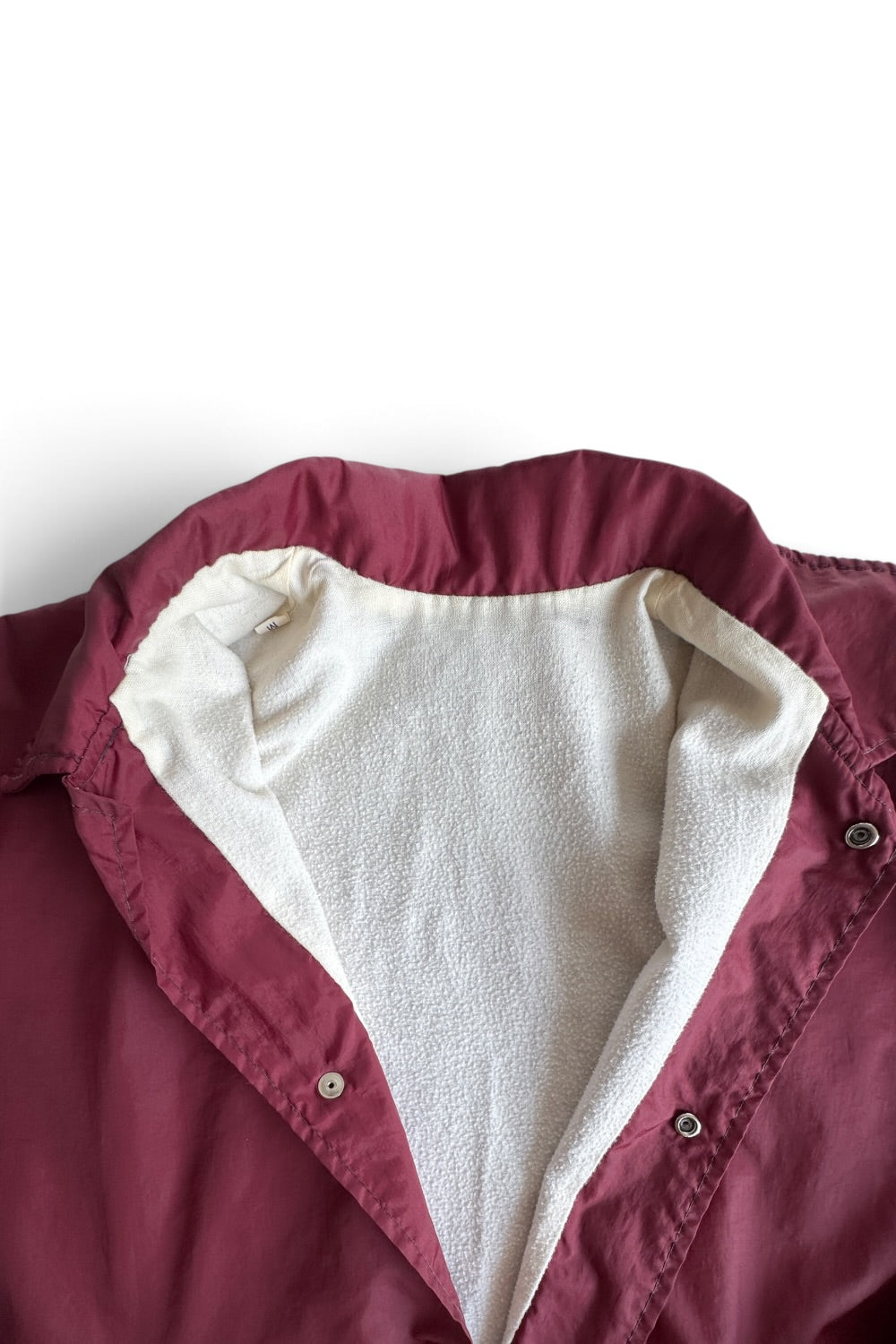 Maroon Nylon Snap Coach Jacket Fleece Collar