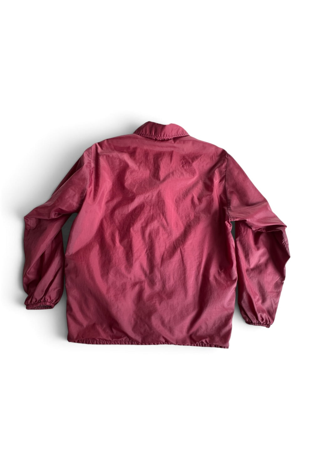 Maroon Nylon Snap Coach Jacket Fleece Collar