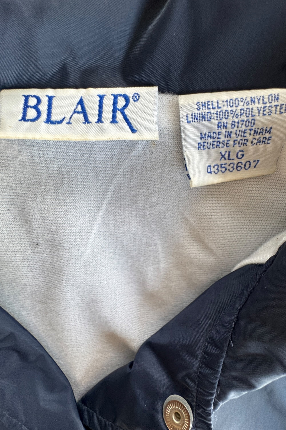 Blair Blue Nylon Snap Coach Jacket