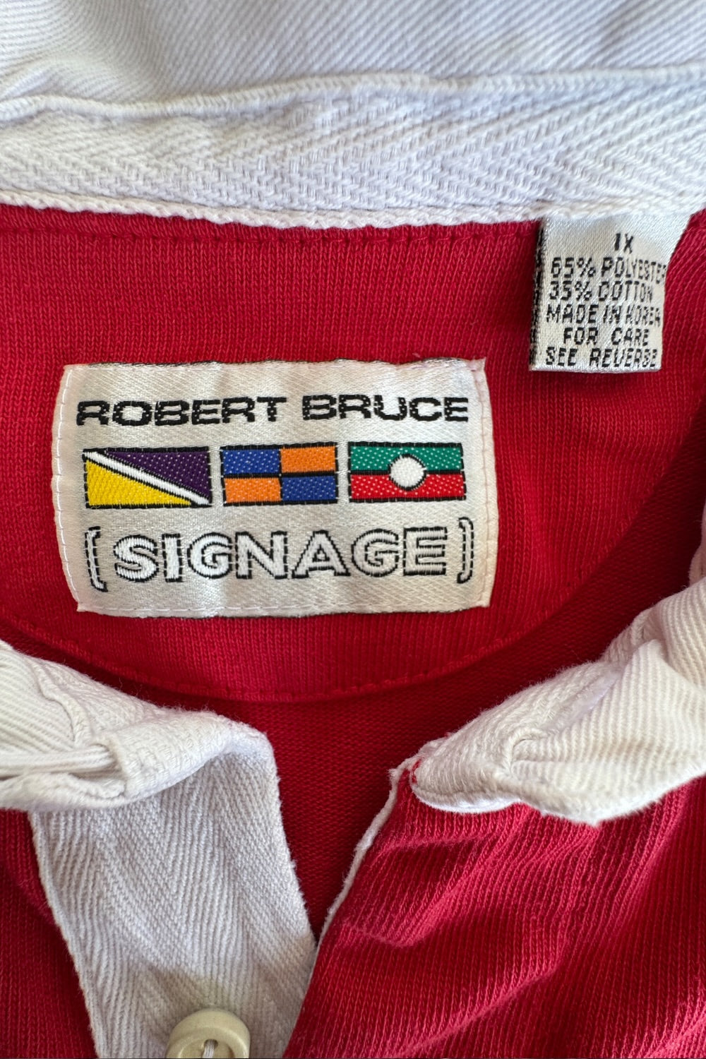 1980s Robert Bruce Rugby Polo Colorblock 106 Patch 1X