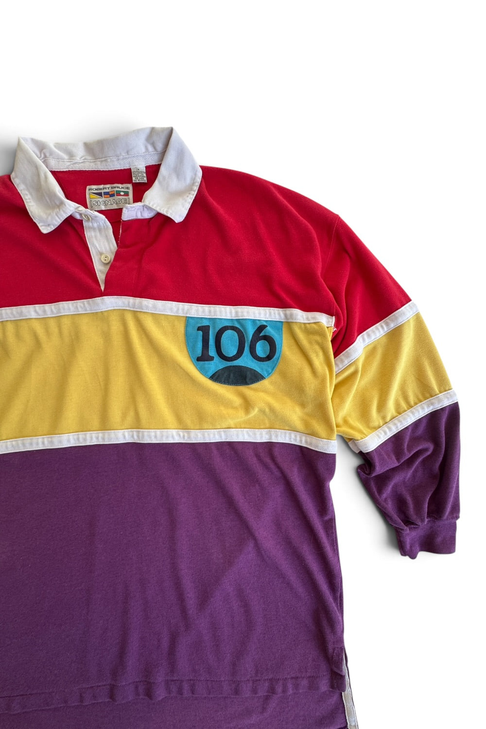 1980s Robert Bruce Rugby Polo Colorblock 106 Patch 1X