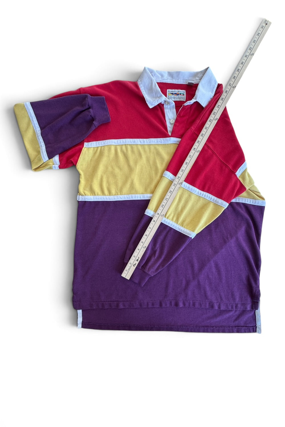 1980s Robert Bruce Rugby Polo Colorblock 106 Patch 1X