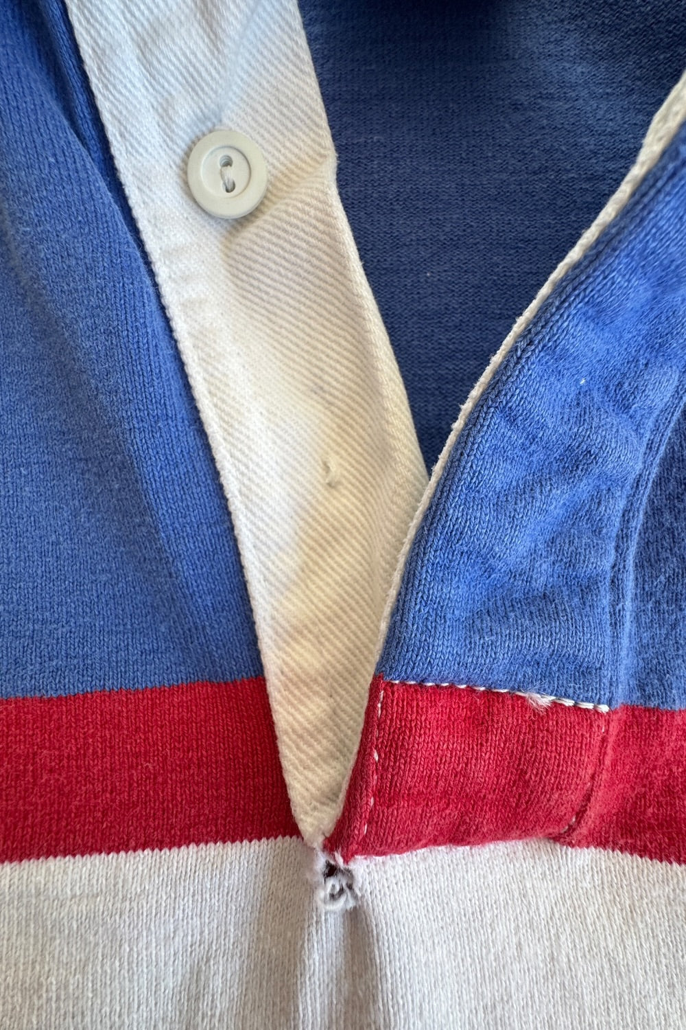 Lands' End 90s Rugby Polo Shirt, Blue Red White Stripe, Made USA
