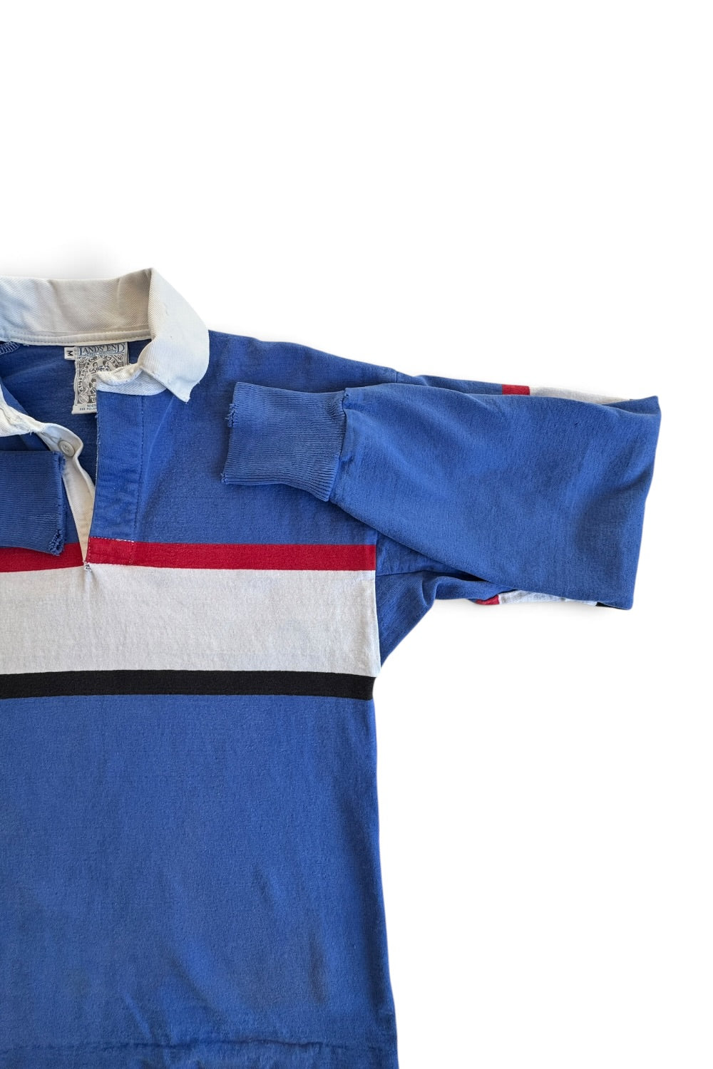 Lands' End 90s Rugby Polo Shirt, Blue Red White Stripe, Made USA