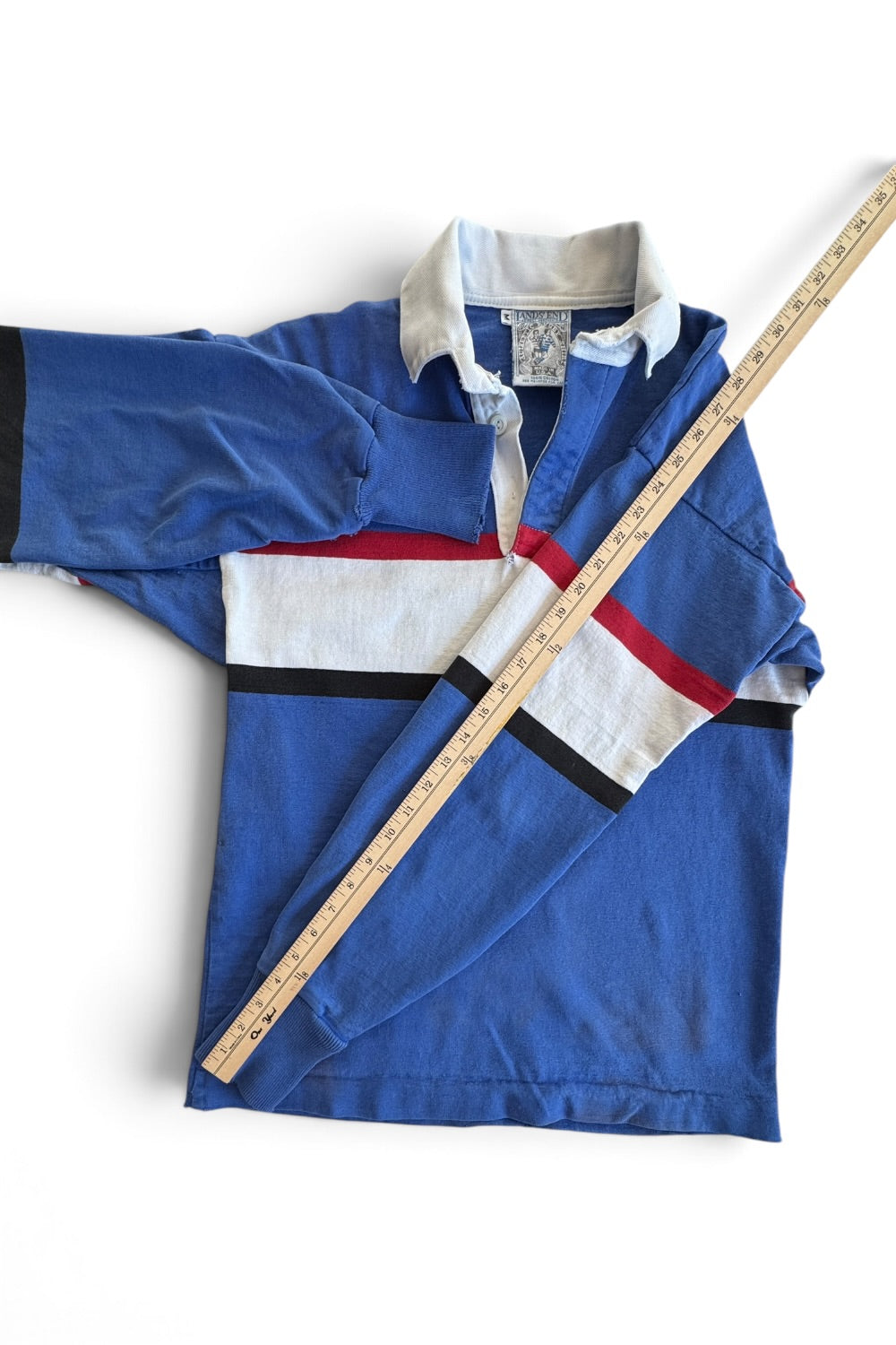 Lands' End 90s Rugby Polo Shirt, Blue Red White Stripe, Made USA
