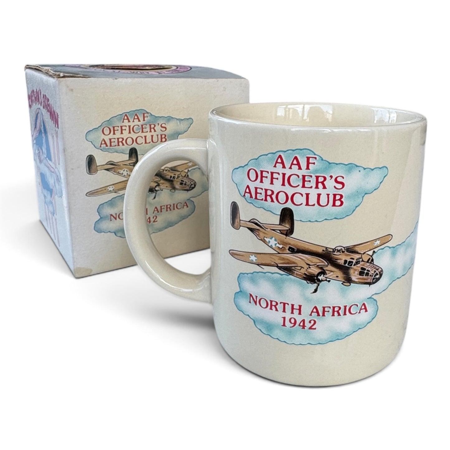1988 Sarsaparilla "Somethin's Brewin'" WWII Nose Art Mug #4063 with Original Box