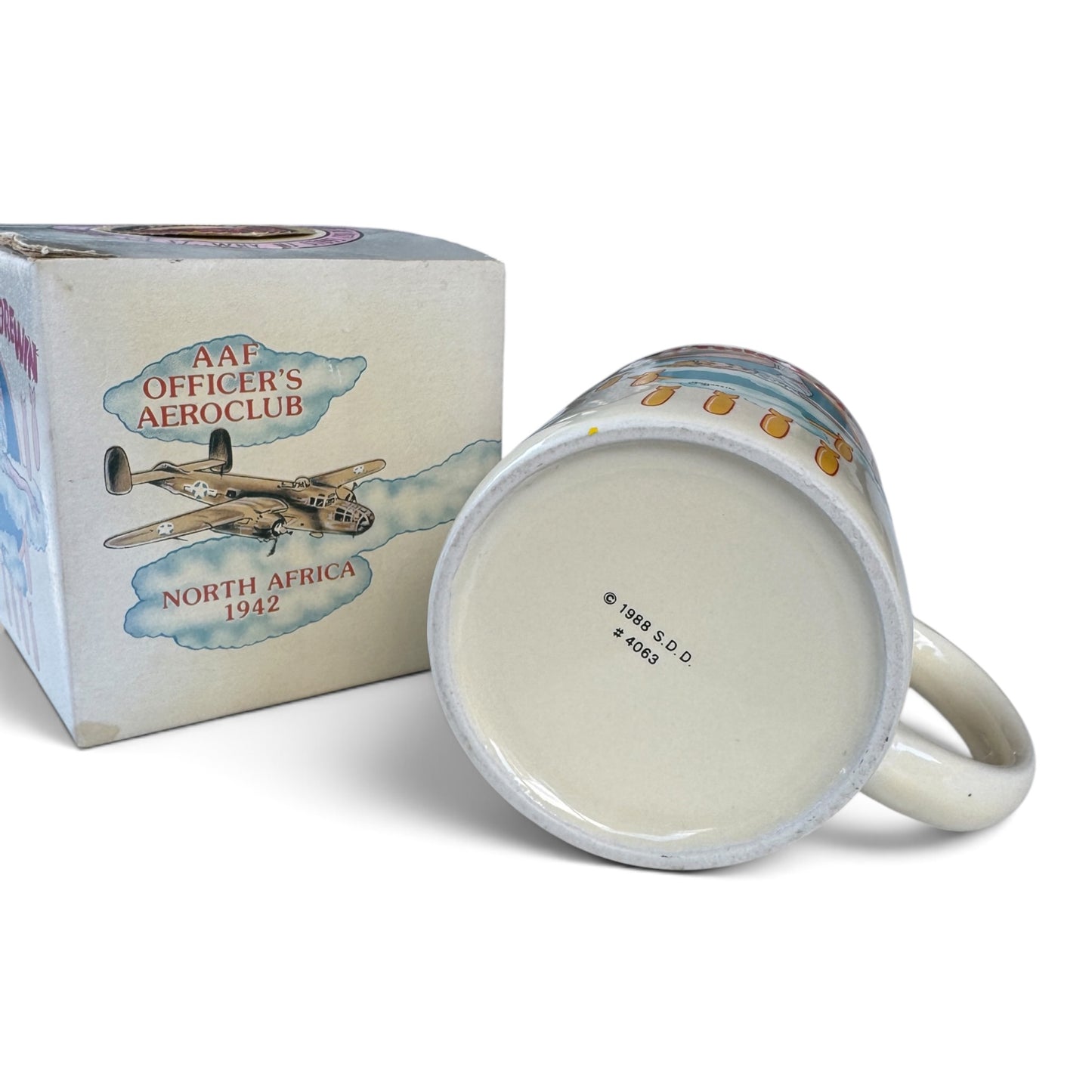 1988 Sarsaparilla "Somethin's Brewin'" WWII Nose Art Mug #4063 with Original Box