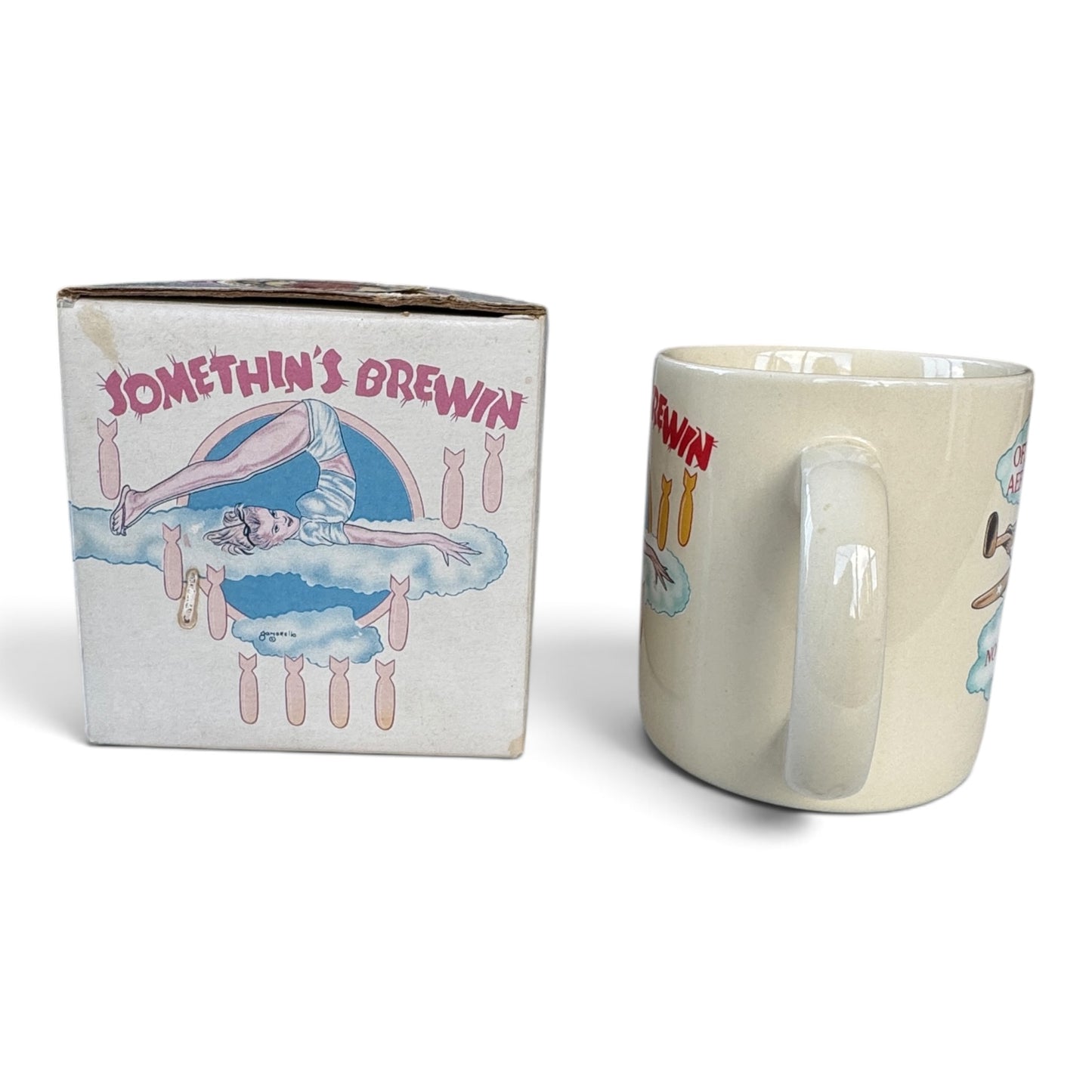 1988 Sarsaparilla "Somethin's Brewin'" WWII Nose Art Mug #4063 with Original Box