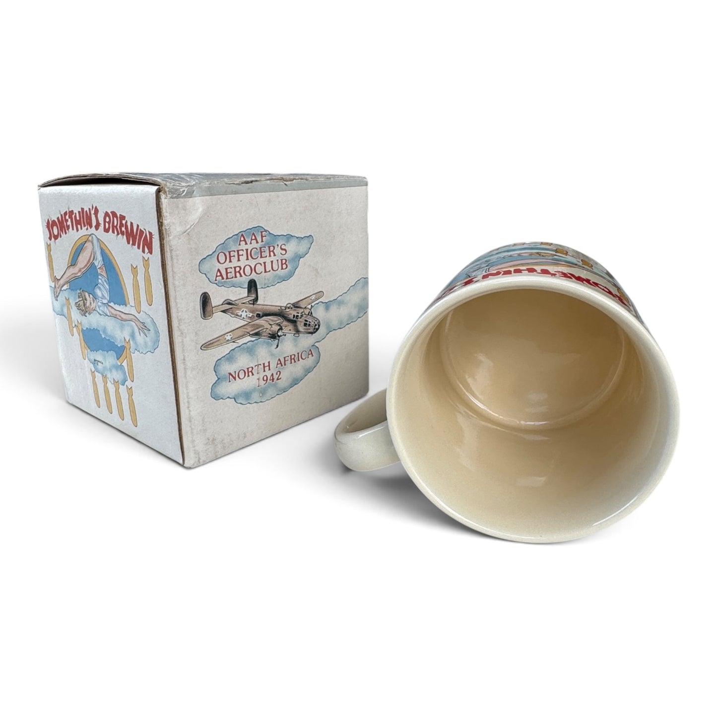 1988 Sarsaparilla "Somethin's Brewin'" WWII Nose Art Mug #4063 with Original Box