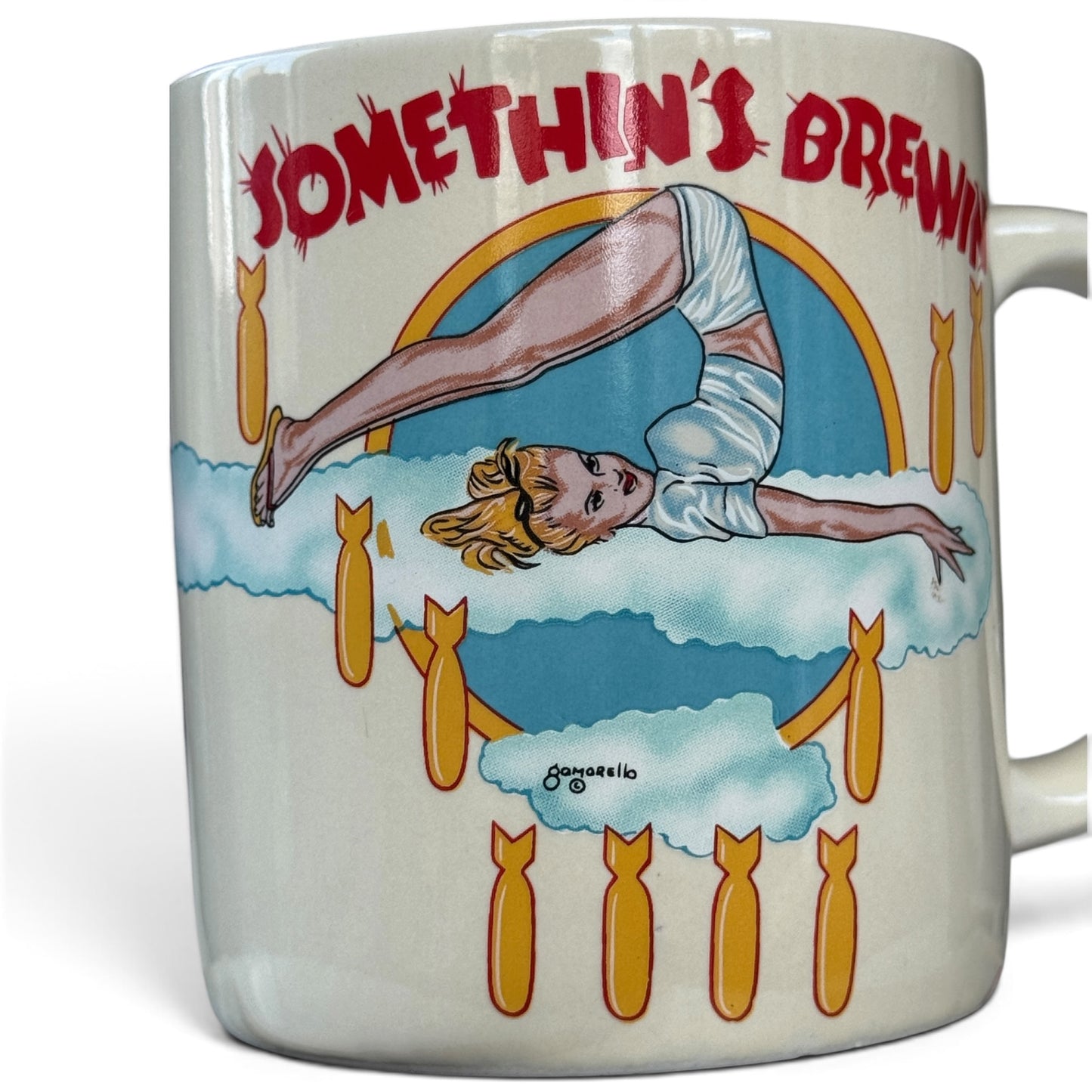 1988 Sarsaparilla "Somethin's Brewin'" WWII Nose Art Mug #4063 with Original Box
