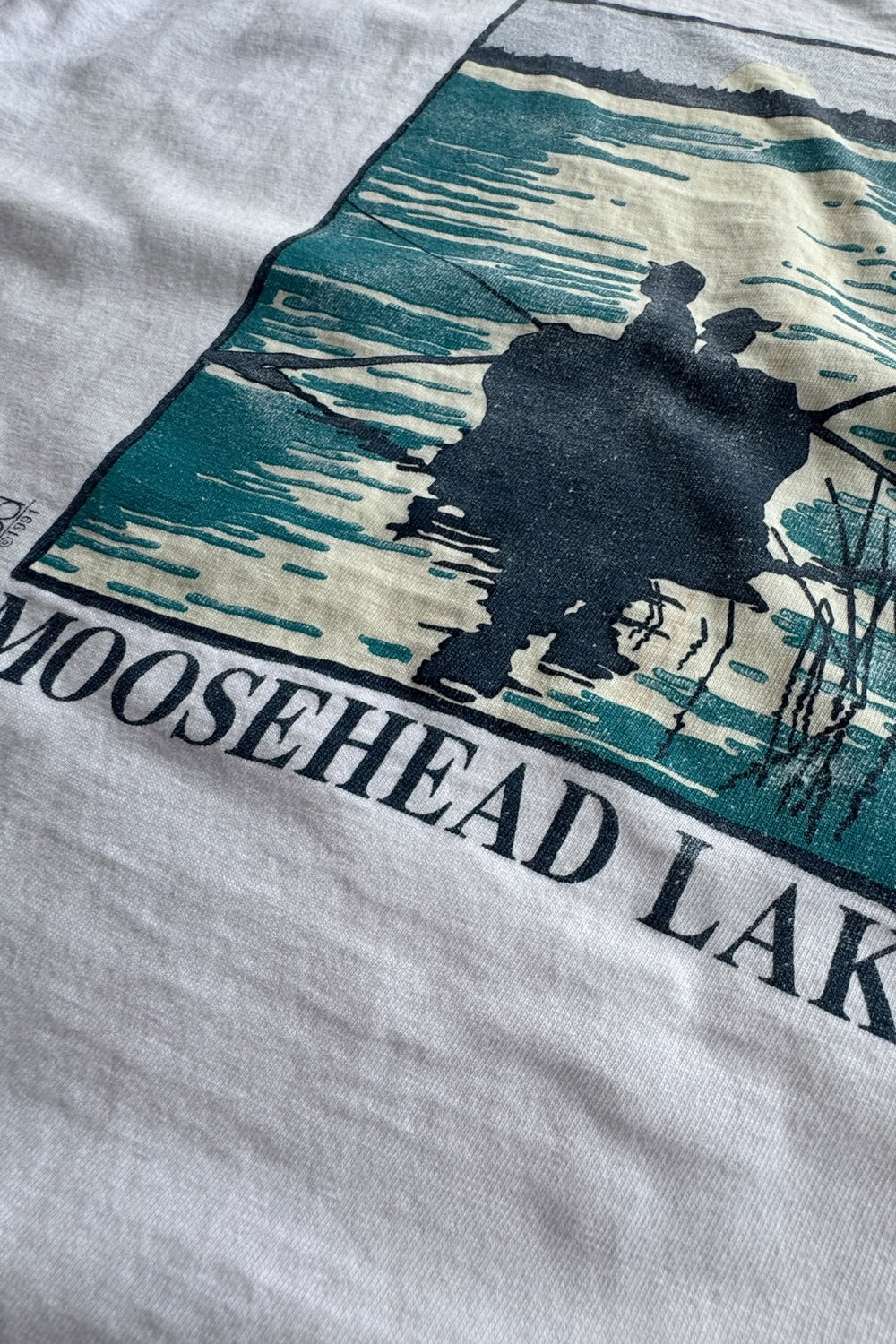 91' Hanes Beefy-T Moosehead Lake Fishing Graphic Tee