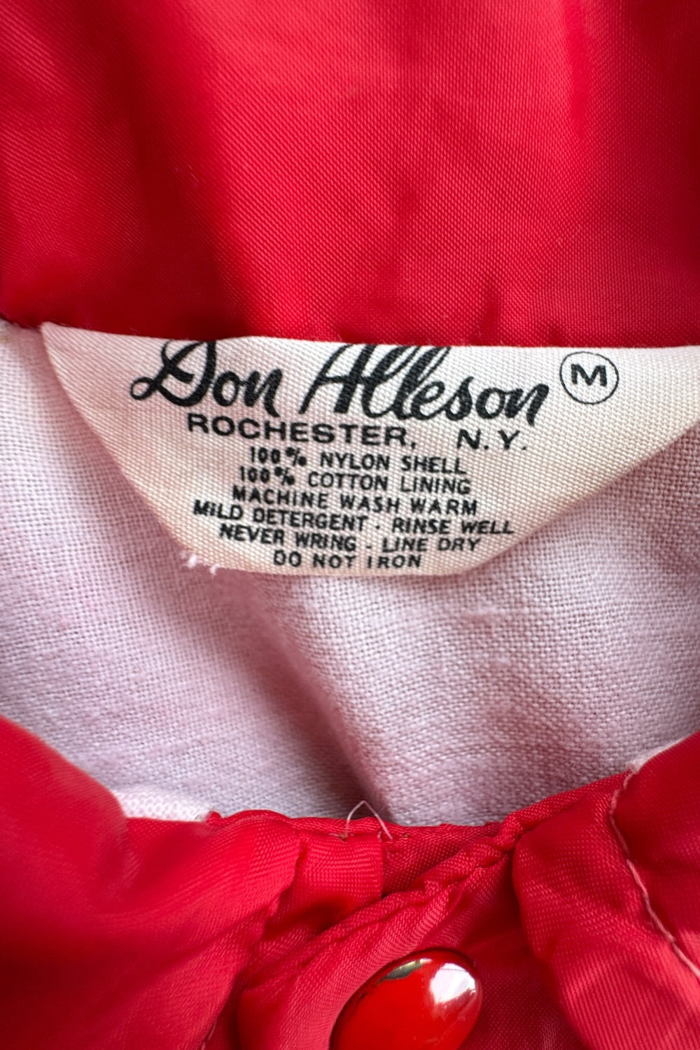 Don Alleson Red Nylon Fire Department Jacket Avoca Hose Co Chainstitch