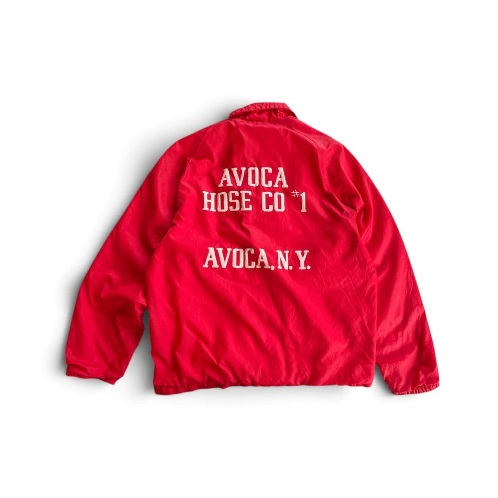 Don Alleson Red Nylon Fire Department Jacket Avoca Hose Co Chainstitch
