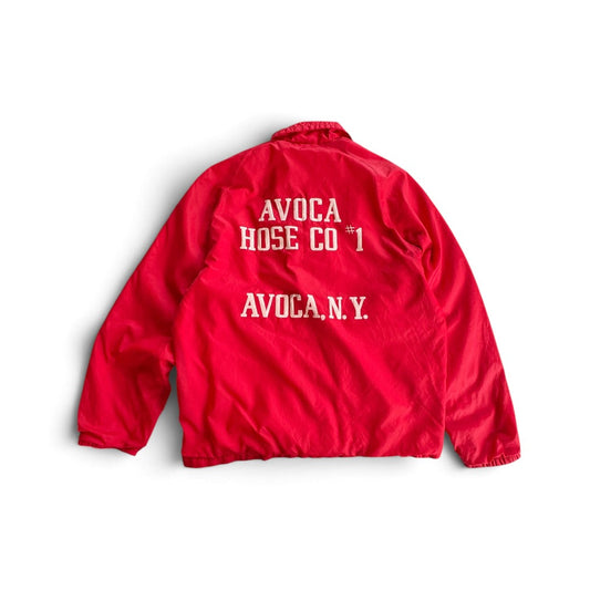 Don Alleson Red Nylon Fire Department Jacket Avoca Hose Co Chainstitch