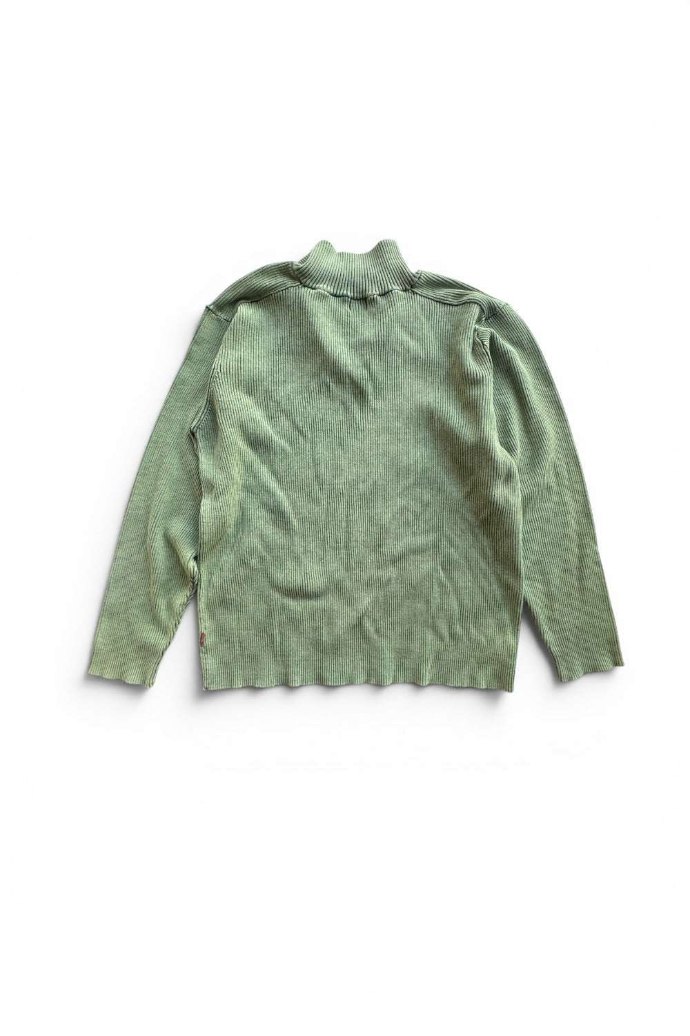 90s Levi's Green Ribbed Quarter Zip Cotton Sweater