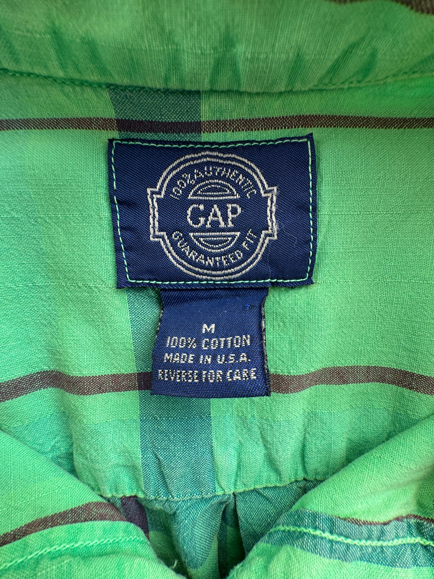 90s Gap Green Plaid Short Sleeve Button Down Shirt