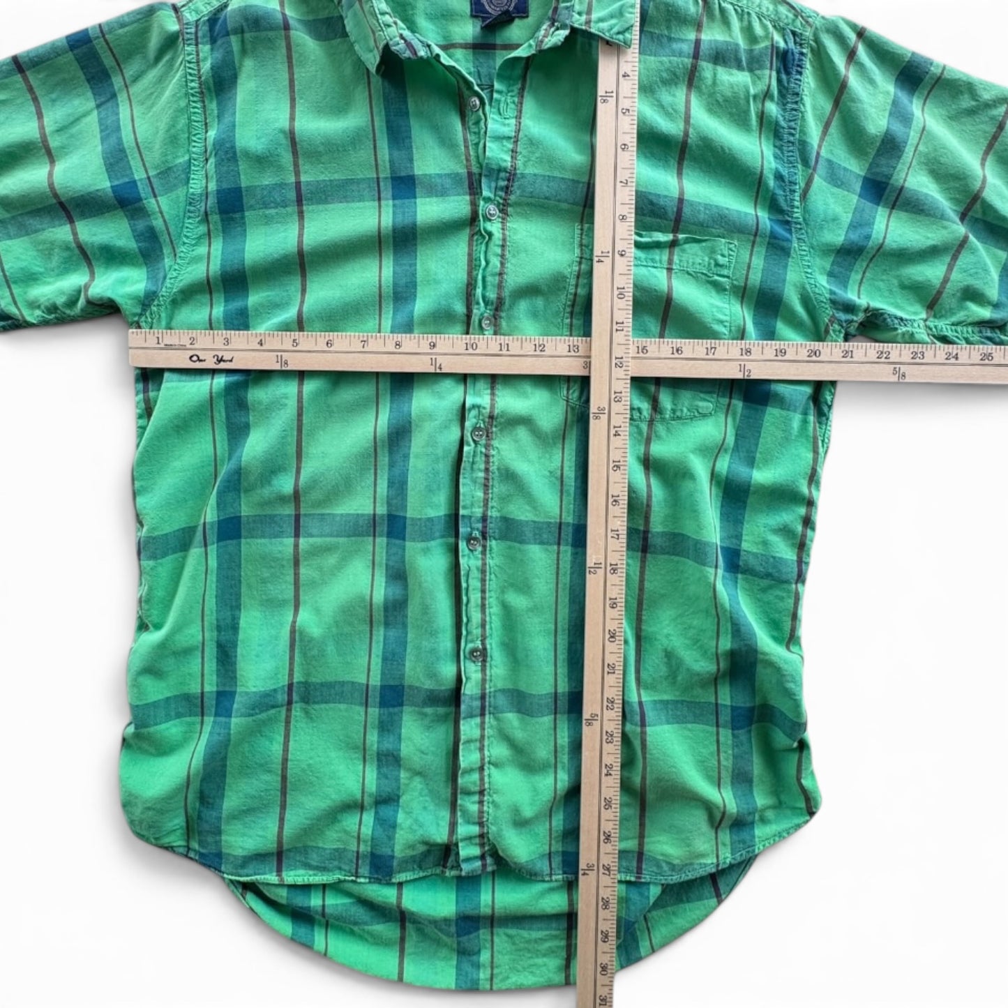 90s Gap Green Plaid Short Sleeve Button Down Shirt