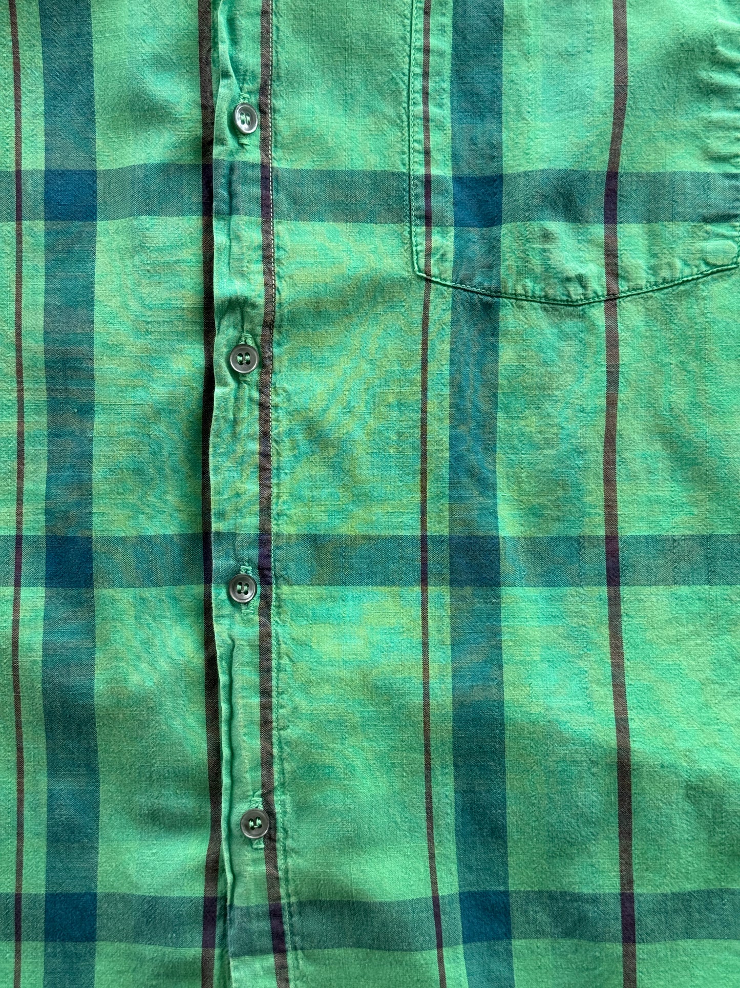 90s Gap Green Plaid Short Sleeve Button Down Shirt