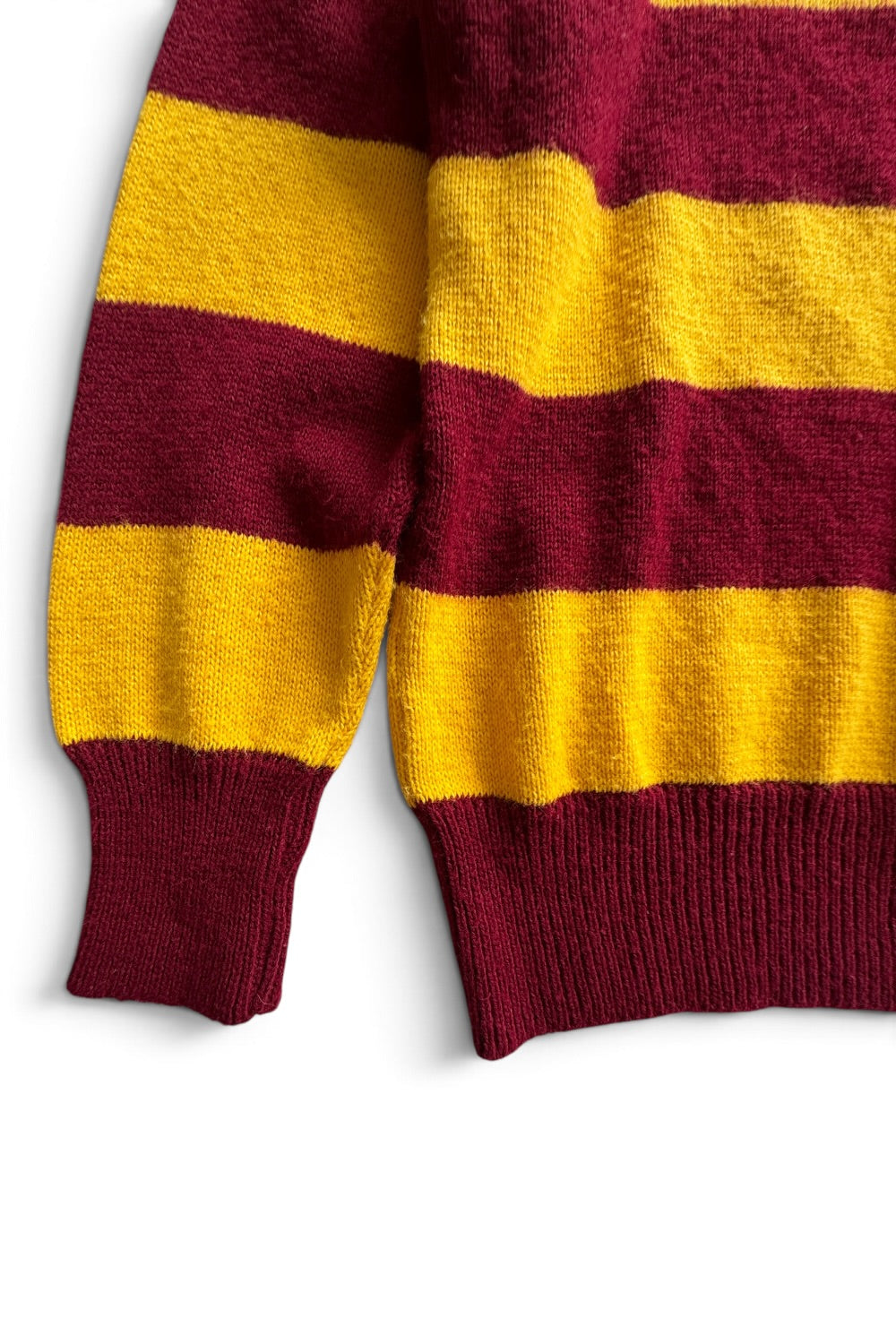 Rugby by Dehen Knitting Co Sweater — Maroon & Yellow Stripe — Made in USA — Size Large