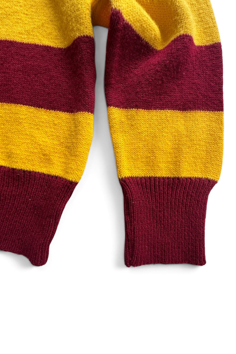 Rugby by Dehen Knitting Co Sweater — Maroon & Yellow Stripe — Made in USA — Size Large