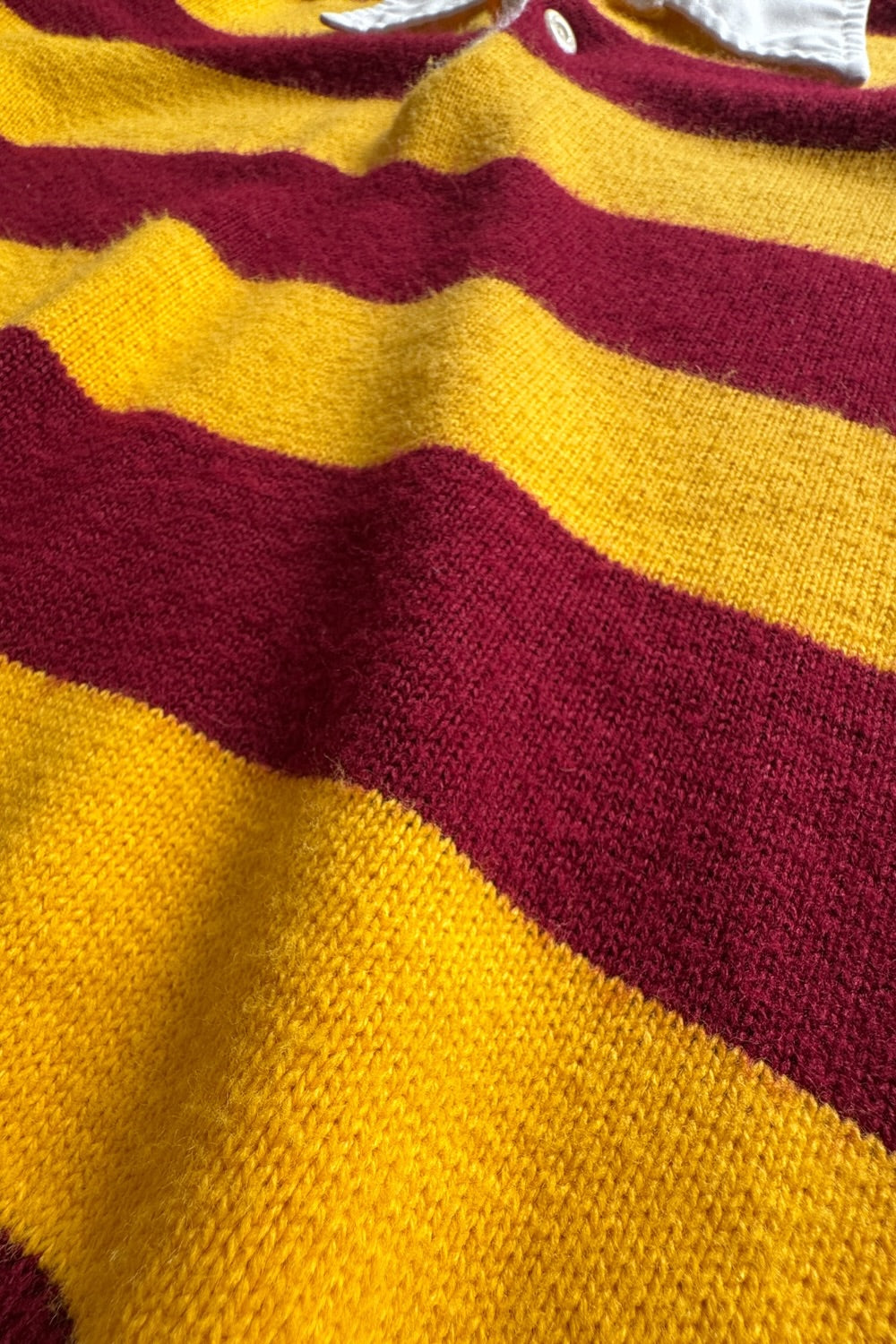 Rugby by Dehen Knitting Co Sweater — Maroon & Yellow Stripe — Made in USA — Size Large