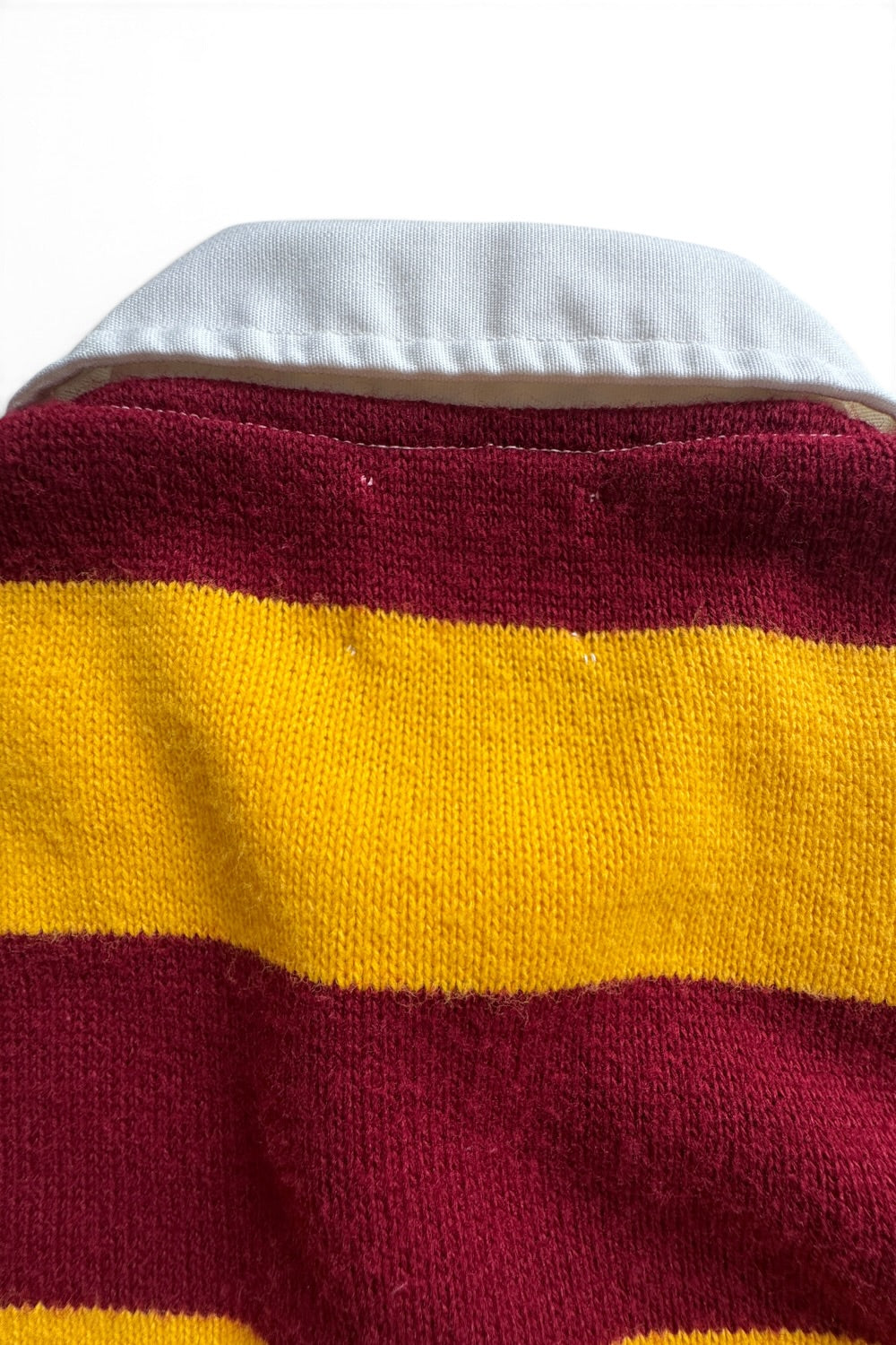 Rugby by Dehen Knitting Co Sweater — Maroon & Yellow Stripe — Made in USA — Size Large