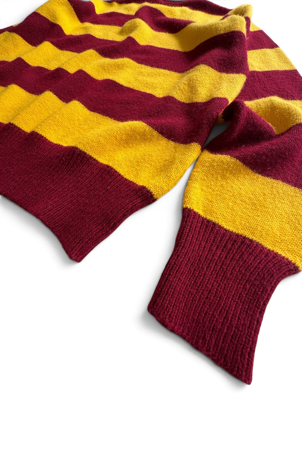 Rugby by Dehen Knitting Co Sweater — Maroon & Yellow Stripe — Made in USA — Size Large