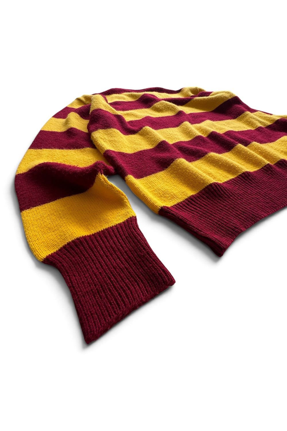Rugby by Dehen Knitting Co Sweater — Maroon & Yellow Stripe — Made in USA — Size Large