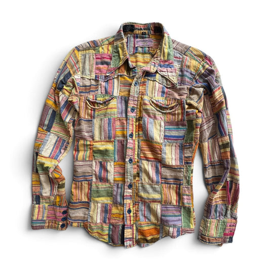 70s Gentleman John Madras Patchwork Shirt  Men's Large