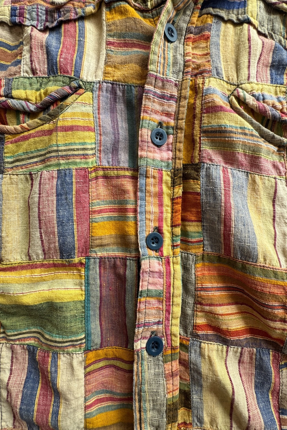 70s Gentleman John Madras Patchwork Shirt  Men's Large