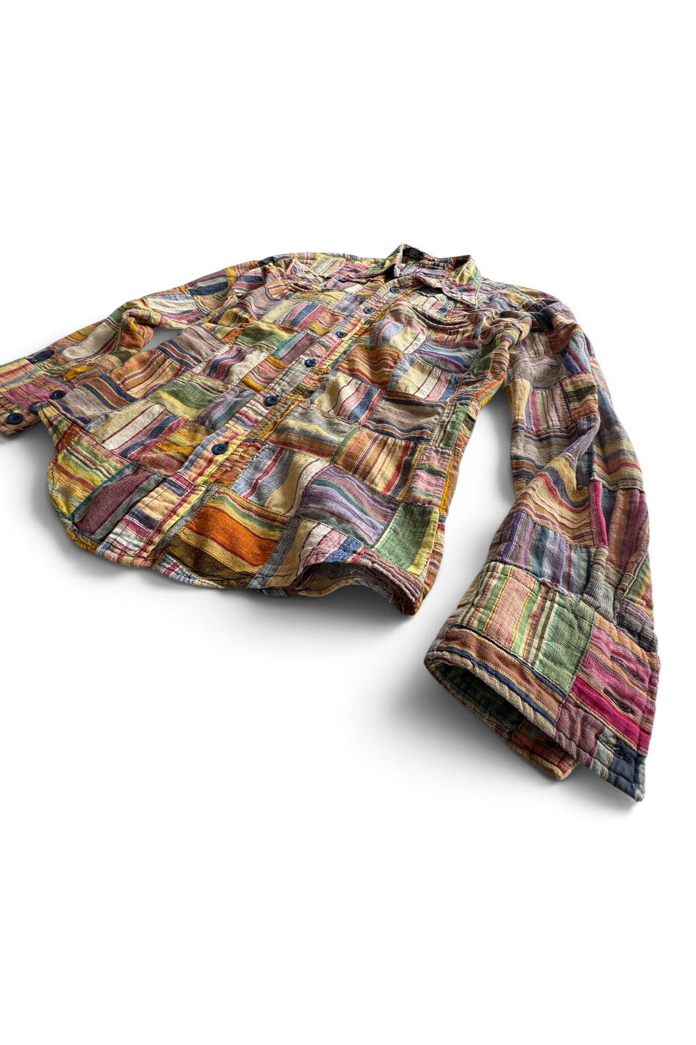 70s Gentleman John Madras Patchwork Shirt  Men's Large