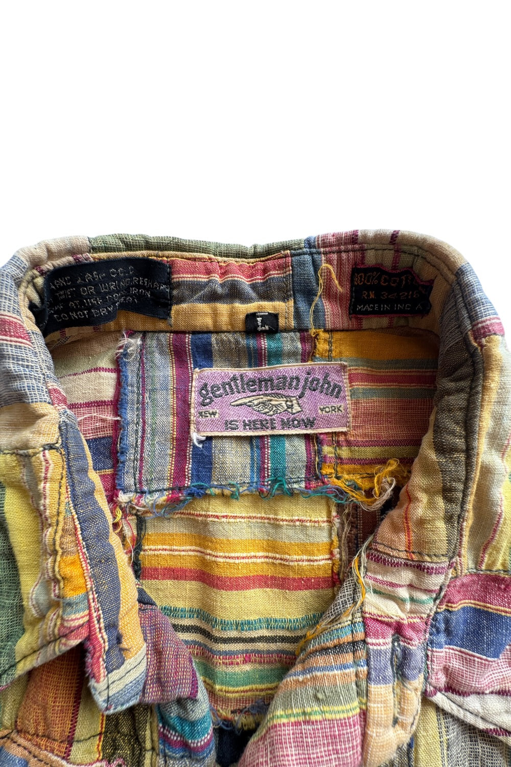 70s Gentleman John Madras Patchwork Shirt  Men's Large