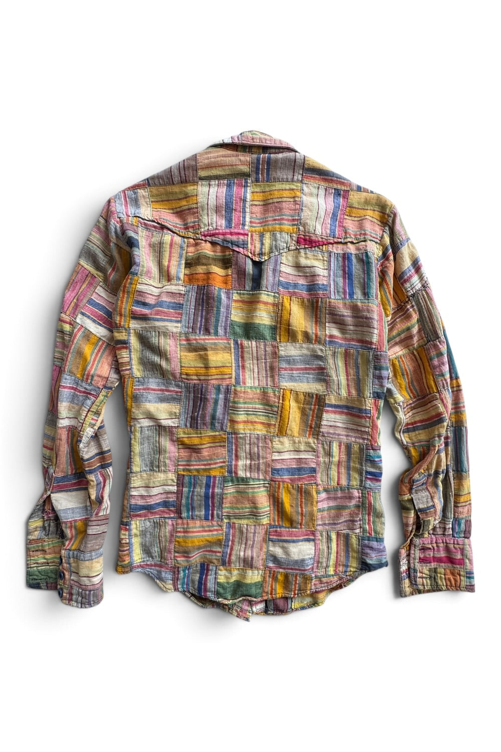 70s Gentleman John Madras Patchwork Shirt  Men's Large