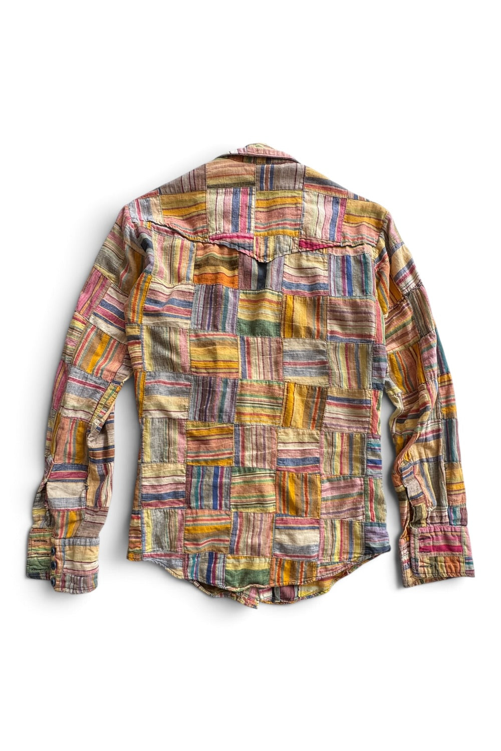 70s Gentleman John Madras Patchwork Shirt  Men's Large