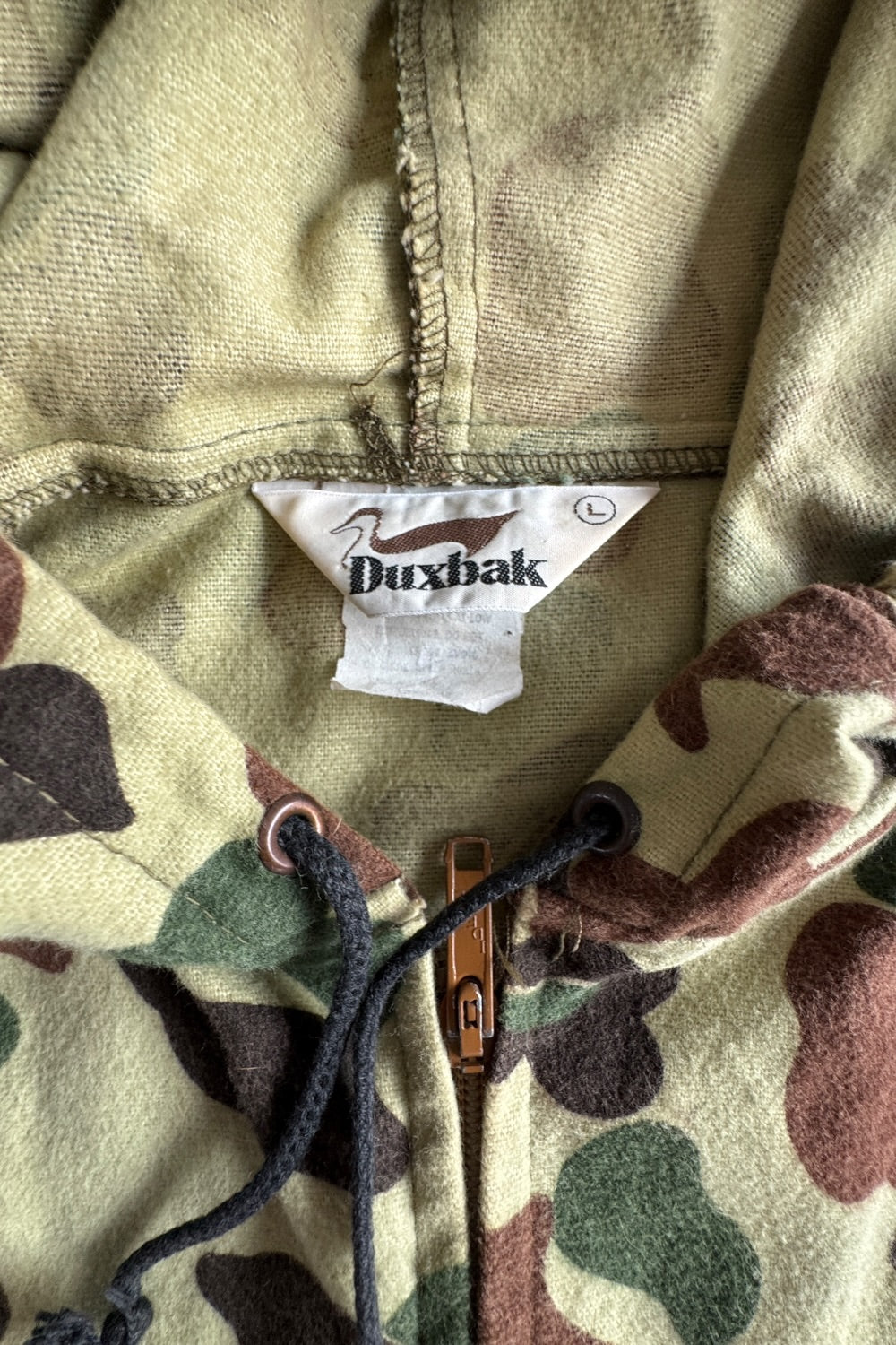 Duxbak Duck Hunter Camo Full Zip Hoodie Mens L Cotton Talon Zipper