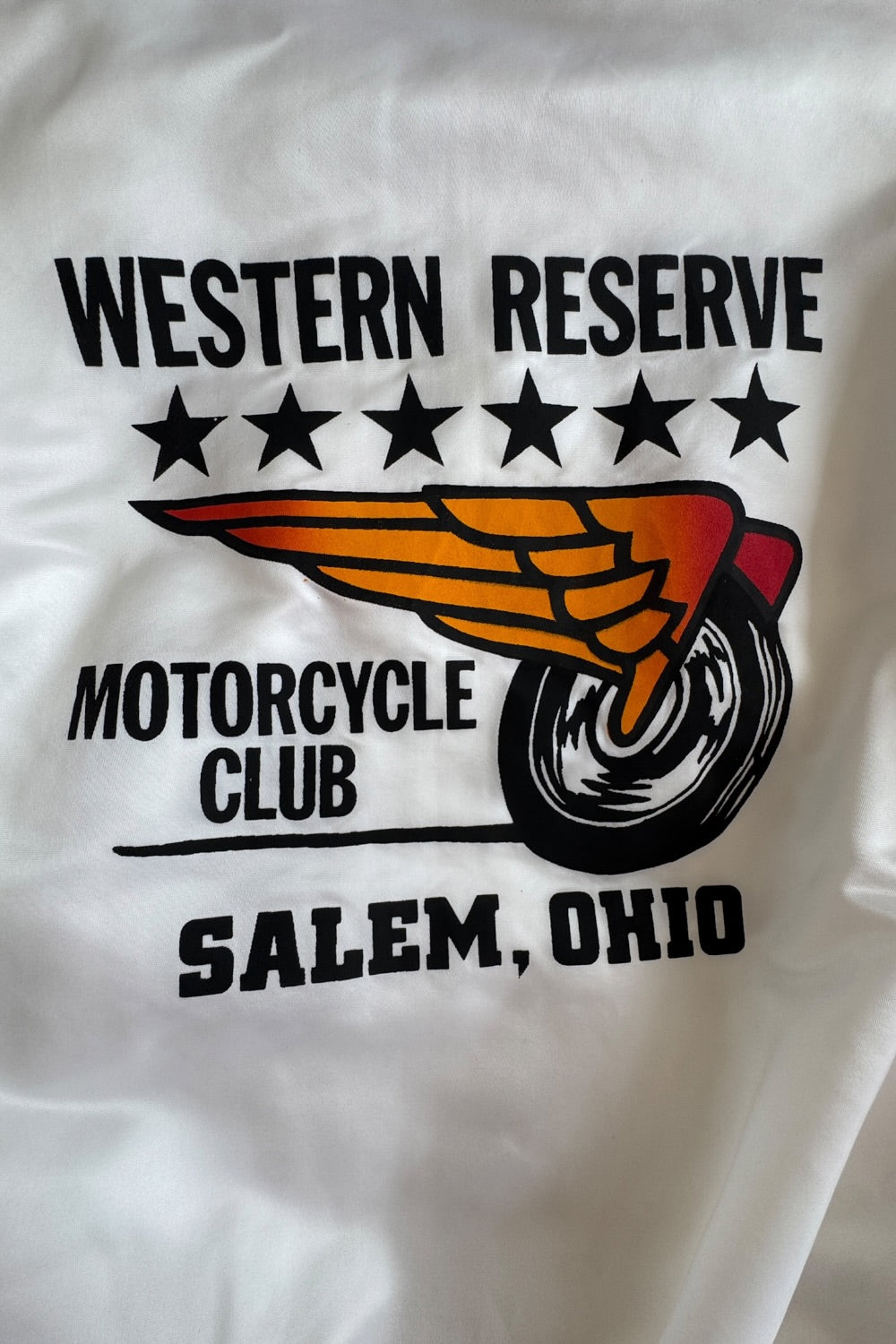 90s Holloway Western Reserve Motorcycle Club Satin Bomber