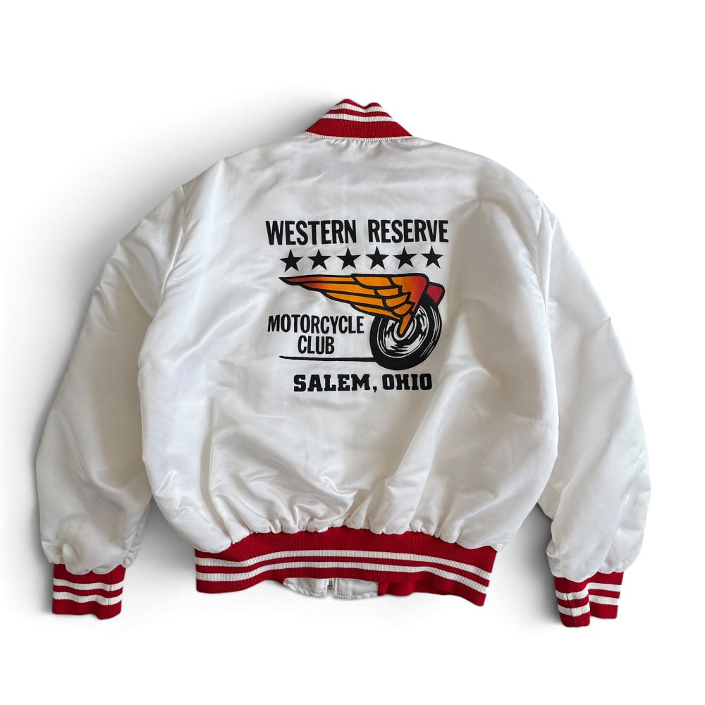 90s Holloway Western Reserve Motorcycle Club Satin Bomber