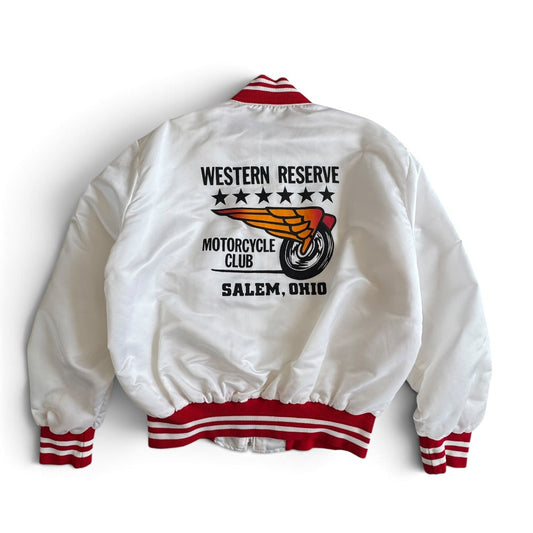 90s Holloway Western Reserve Motorcycle Club Satin Bomber