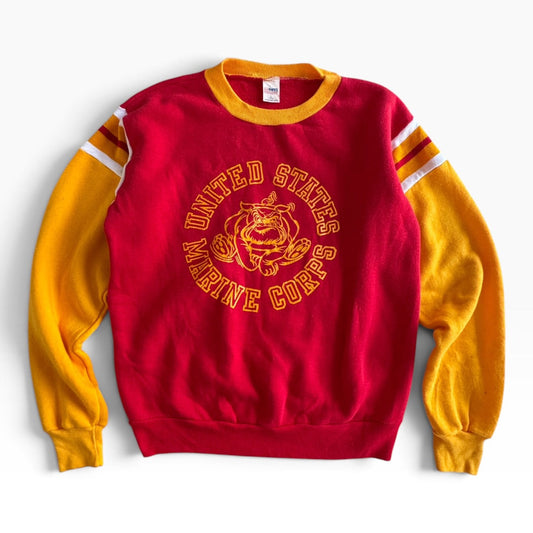 70s/80s USMC Double Sided Bulldog Crewneck Sweatshirt - Size L