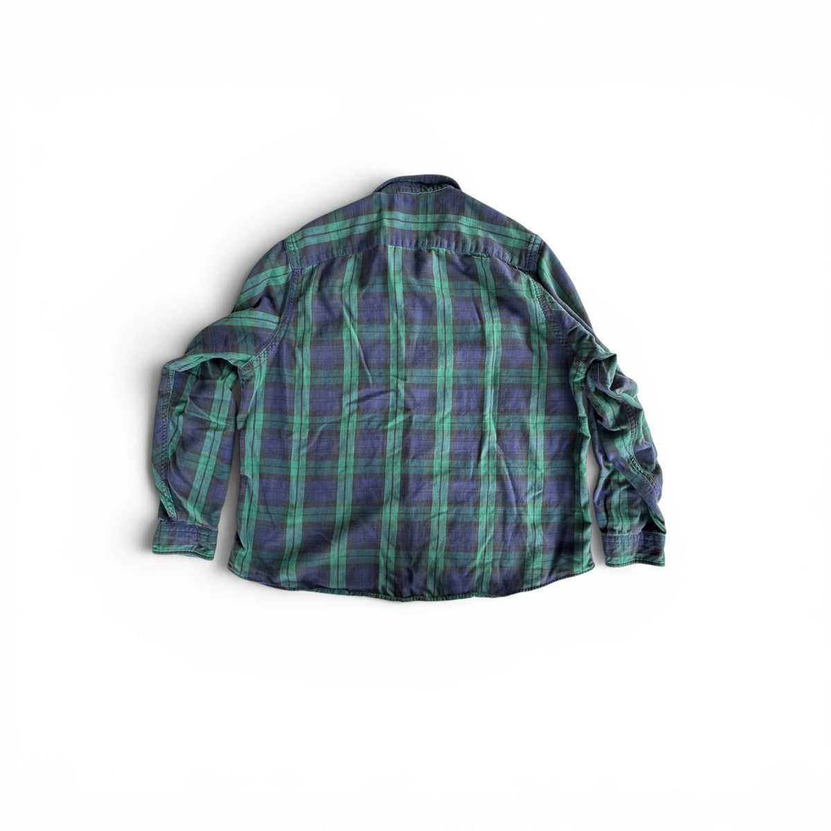 Vintage 80s LL Bean Plaid Flannel Shirt Sz 18 Navy Green Made in USA