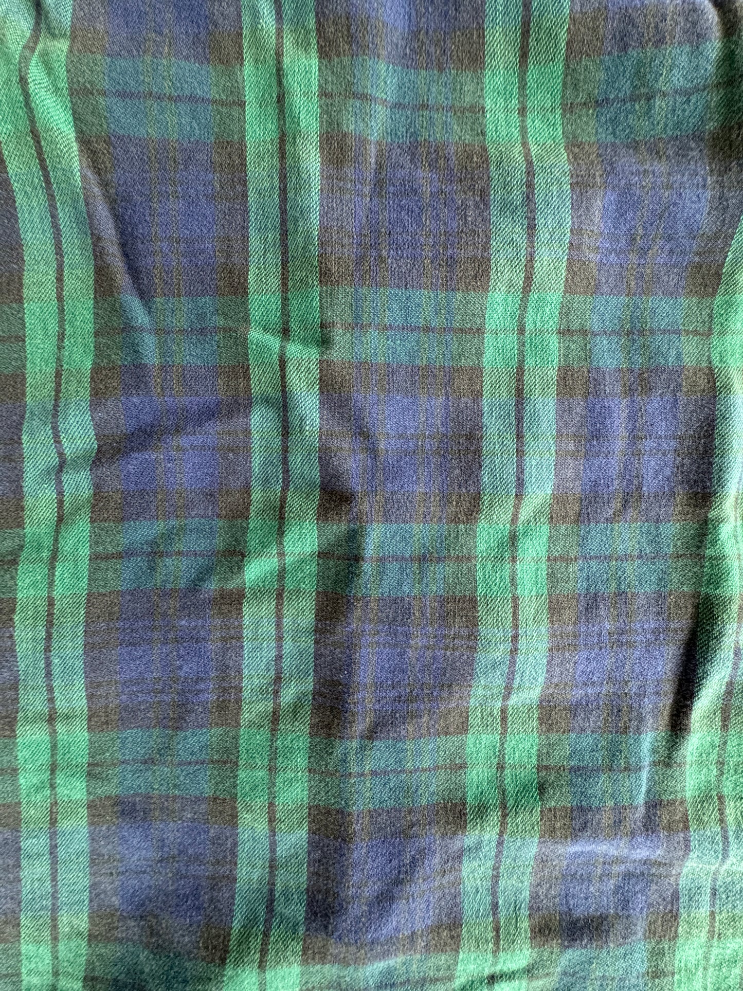 Vintage 80s LL Bean Plaid Flannel Shirt Sz 18 Navy Green Made in USA