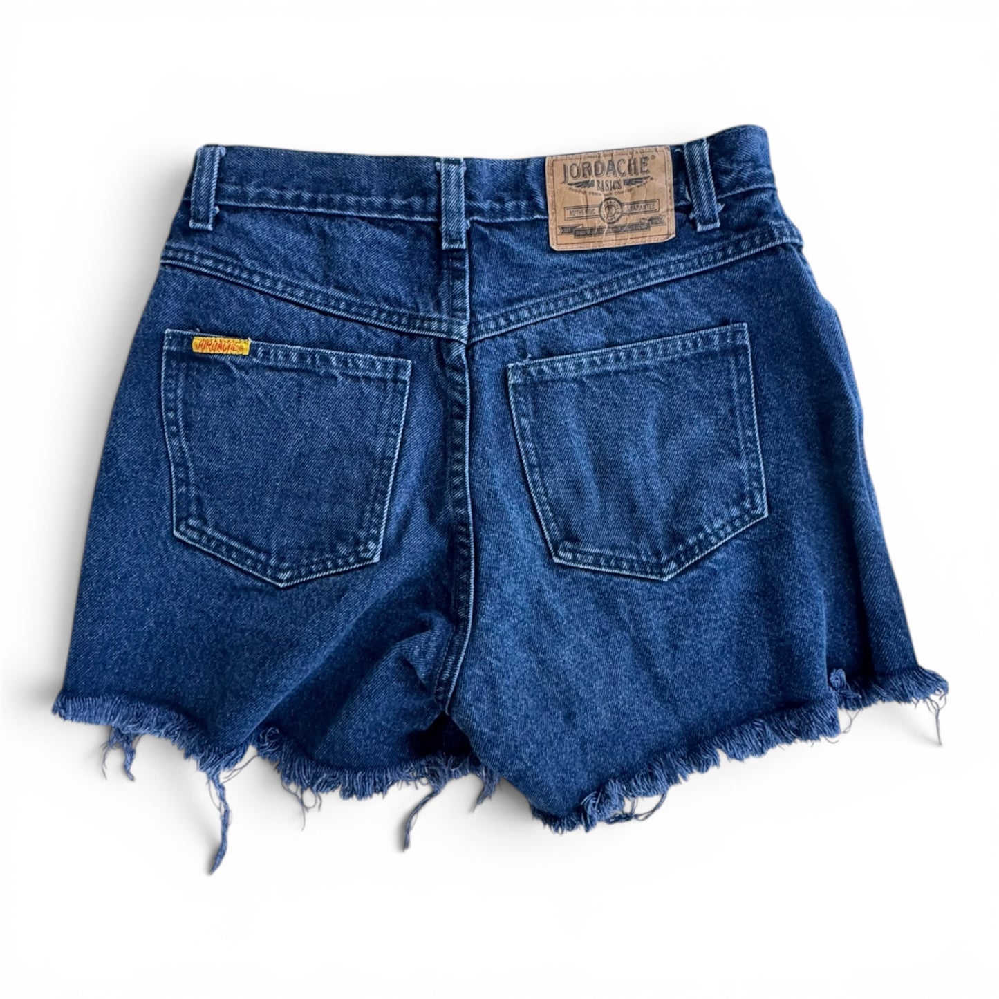 90s Jordache Basics High-Rise Cut-Off Denim Shorts Dark Indigo